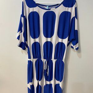 Loila Boutique Dress- Blue and White, Size Medium